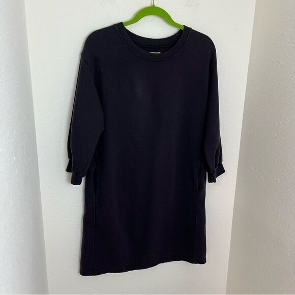 Pact Distressed Grey Pouf Sleeve Sweater Dress - Picture 3 of 7